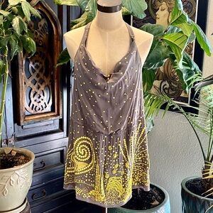 Anthropologie embroider beaded waterfall top